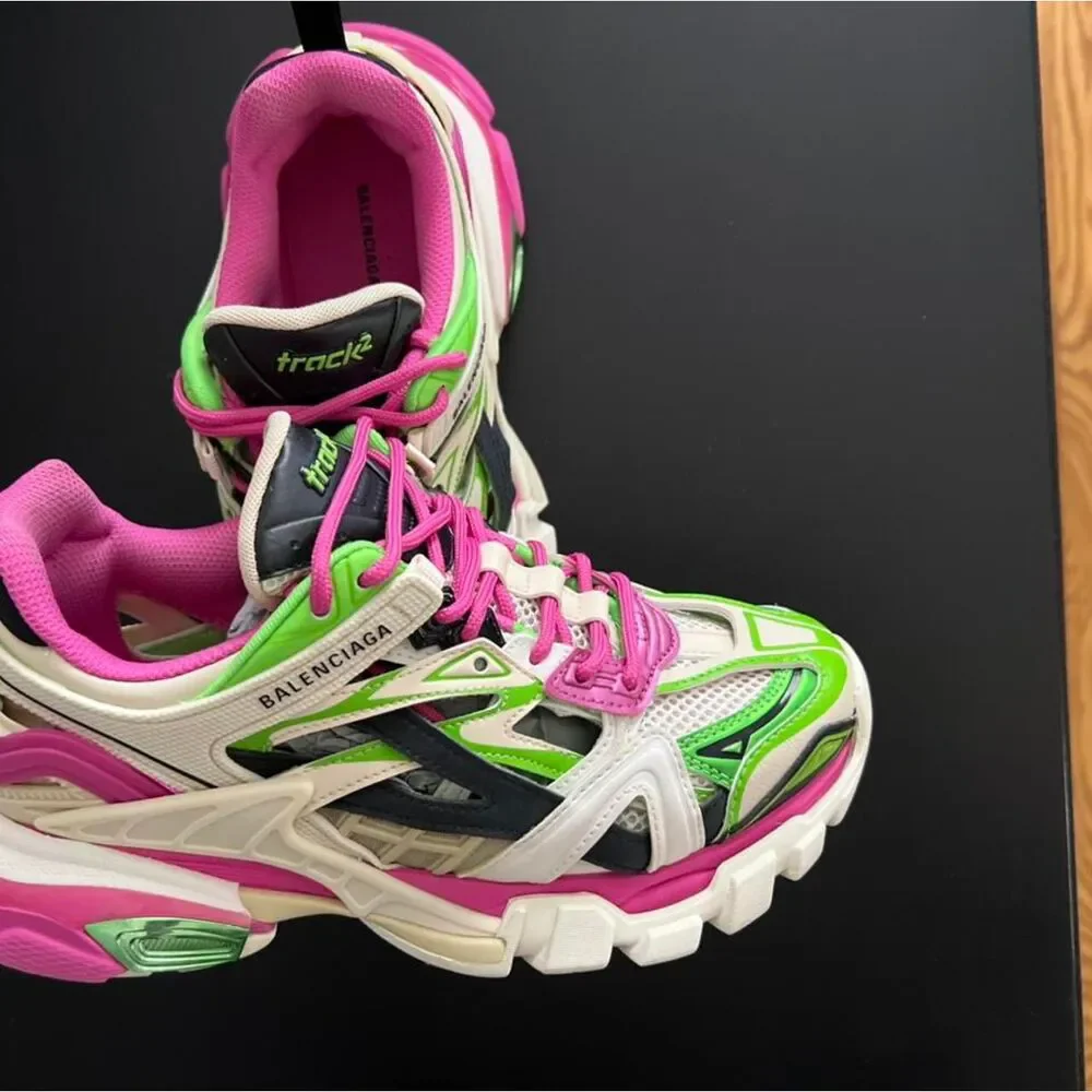 Balenciaga Women's Pink and Green Track 2.0